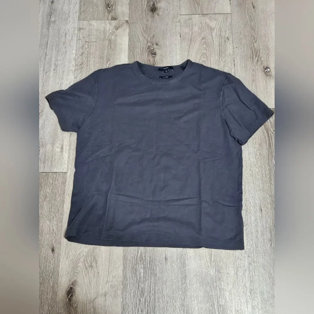 Vince Pima Cotton Piqué Crew Neck T-Shirt Mens Size M Soft Black Crew Neck